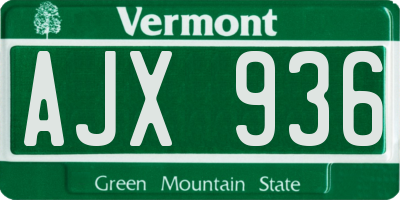 VT license plate AJX936