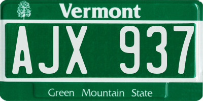 VT license plate AJX937