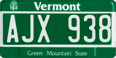 VT license plate AJX938