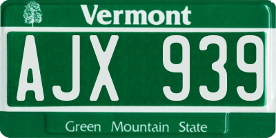 VT license plate AJX939