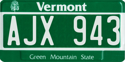VT license plate AJX943