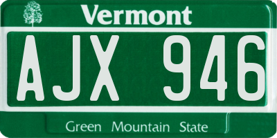 VT license plate AJX946