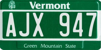 VT license plate AJX947