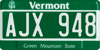 VT license plate AJX948