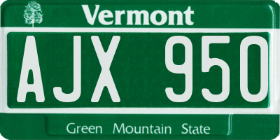 VT license plate AJX950