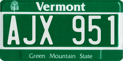 VT license plate AJX951