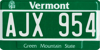 VT license plate AJX954