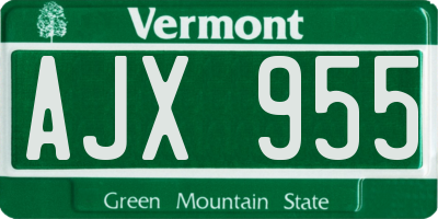 VT license plate AJX955