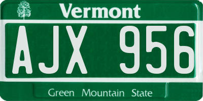 VT license plate AJX956