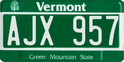 VT license plate AJX957