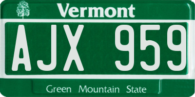 VT license plate AJX959