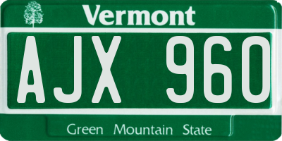 VT license plate AJX960
