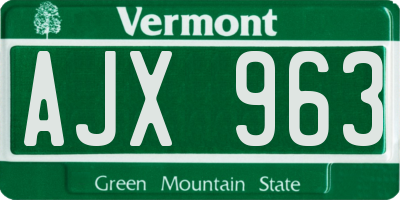 VT license plate AJX963