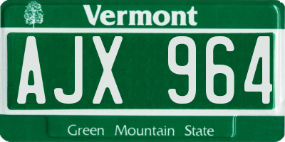 VT license plate AJX964