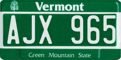VT license plate AJX965