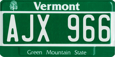 VT license plate AJX966