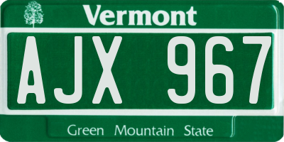 VT license plate AJX967