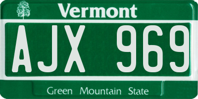 VT license plate AJX969