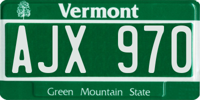VT license plate AJX970
