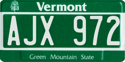 VT license plate AJX972
