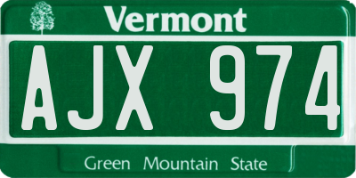 VT license plate AJX974