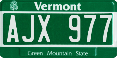 VT license plate AJX977