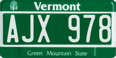 VT license plate AJX978