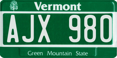 VT license plate AJX980
