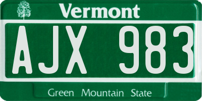 VT license plate AJX983