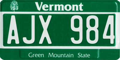 VT license plate AJX984