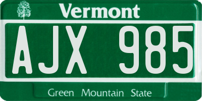 VT license plate AJX985