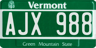 VT license plate AJX988