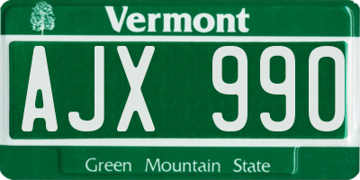 VT license plate AJX990