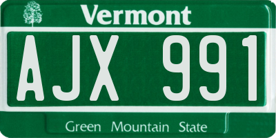 VT license plate AJX991