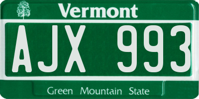 VT license plate AJX993