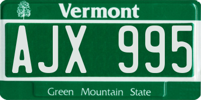 VT license plate AJX995