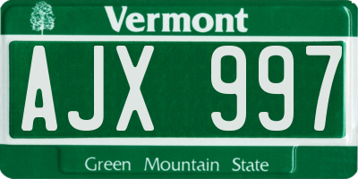 VT license plate AJX997