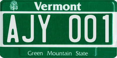 VT license plate AJY001