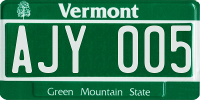 VT license plate AJY005