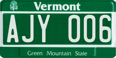 VT license plate AJY006