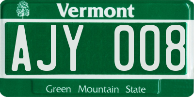 VT license plate AJY008