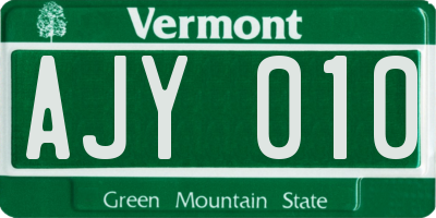 VT license plate AJY010