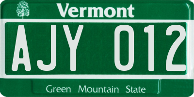 VT license plate AJY012