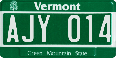 VT license plate AJY014