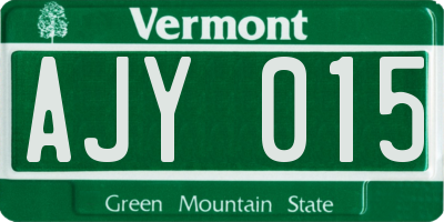 VT license plate AJY015