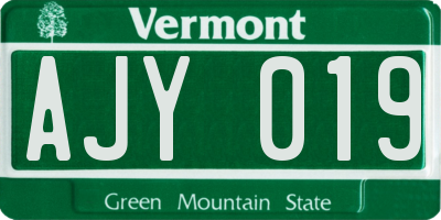 VT license plate AJY019