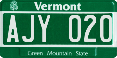 VT license plate AJY020