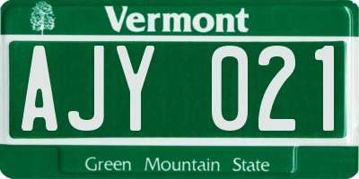 VT license plate AJY021
