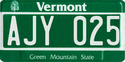 VT license plate AJY025