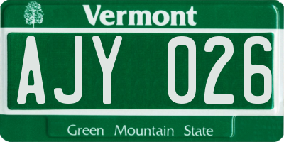 VT license plate AJY026